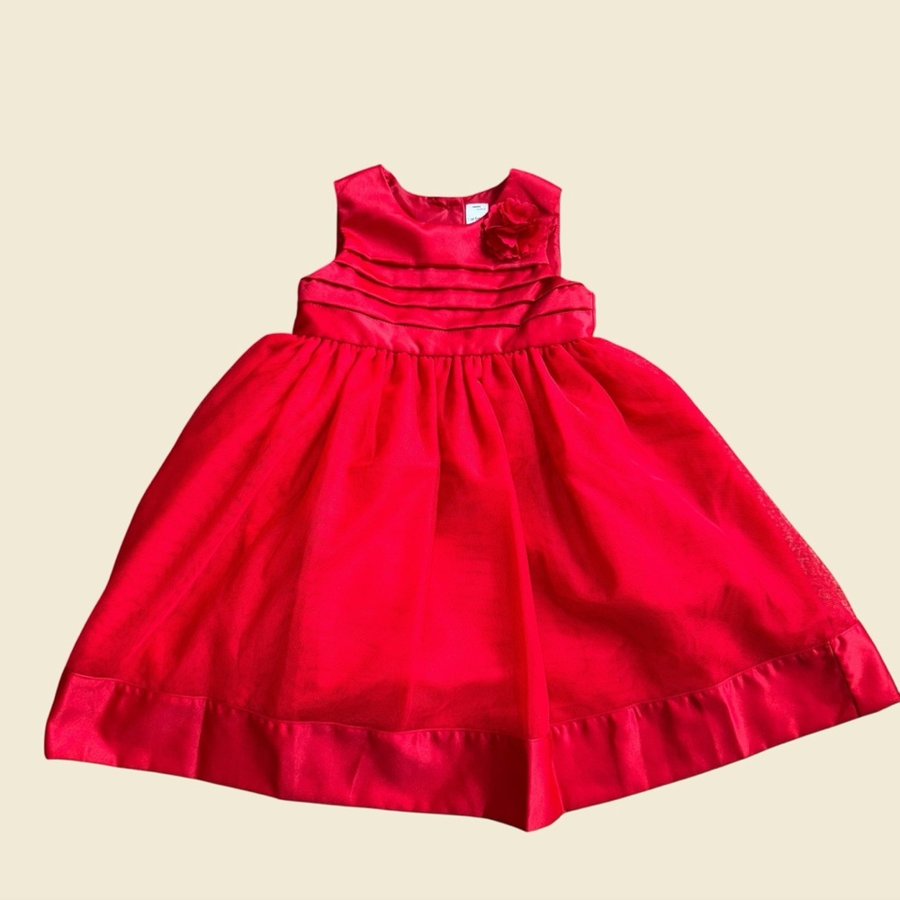 Carter's Red Sleeveless Dress with Floral Accent